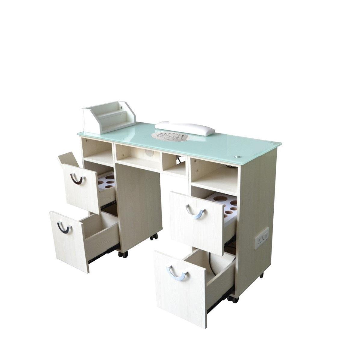 Tavolo per manicure con cassetti predisposti per il posizionamento degli attrezzi - PolirOne Shop