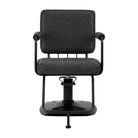 Base quadrata in metallo nero e pistone idraulico della poltrona da parrucchiere Gabbiano Katania Loft con regolazione altezza 44-56 cm

