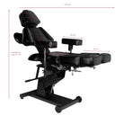 Poltrona tattoo Pro Ink 606 vista laterale, schienale reclinabile
