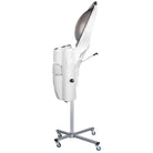 Sauna professionale per capelli con ozono attivo su supporto regolabile, colore bianco – vista frontale