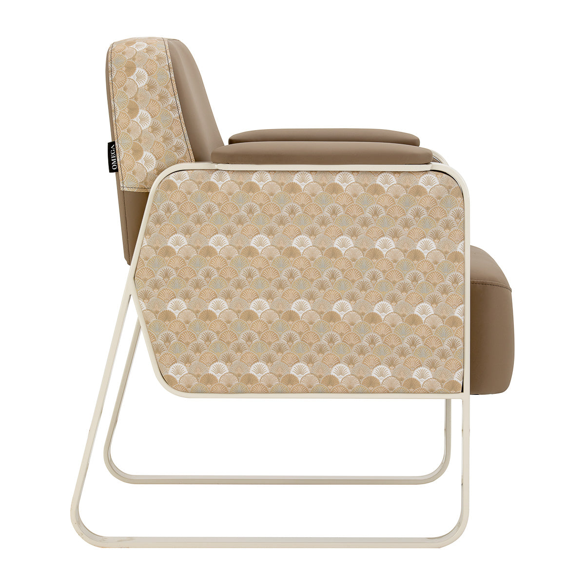 sedia-attesa-grandeur-ecopelle-marrone-chiaro-telaio-metallico-art-deco