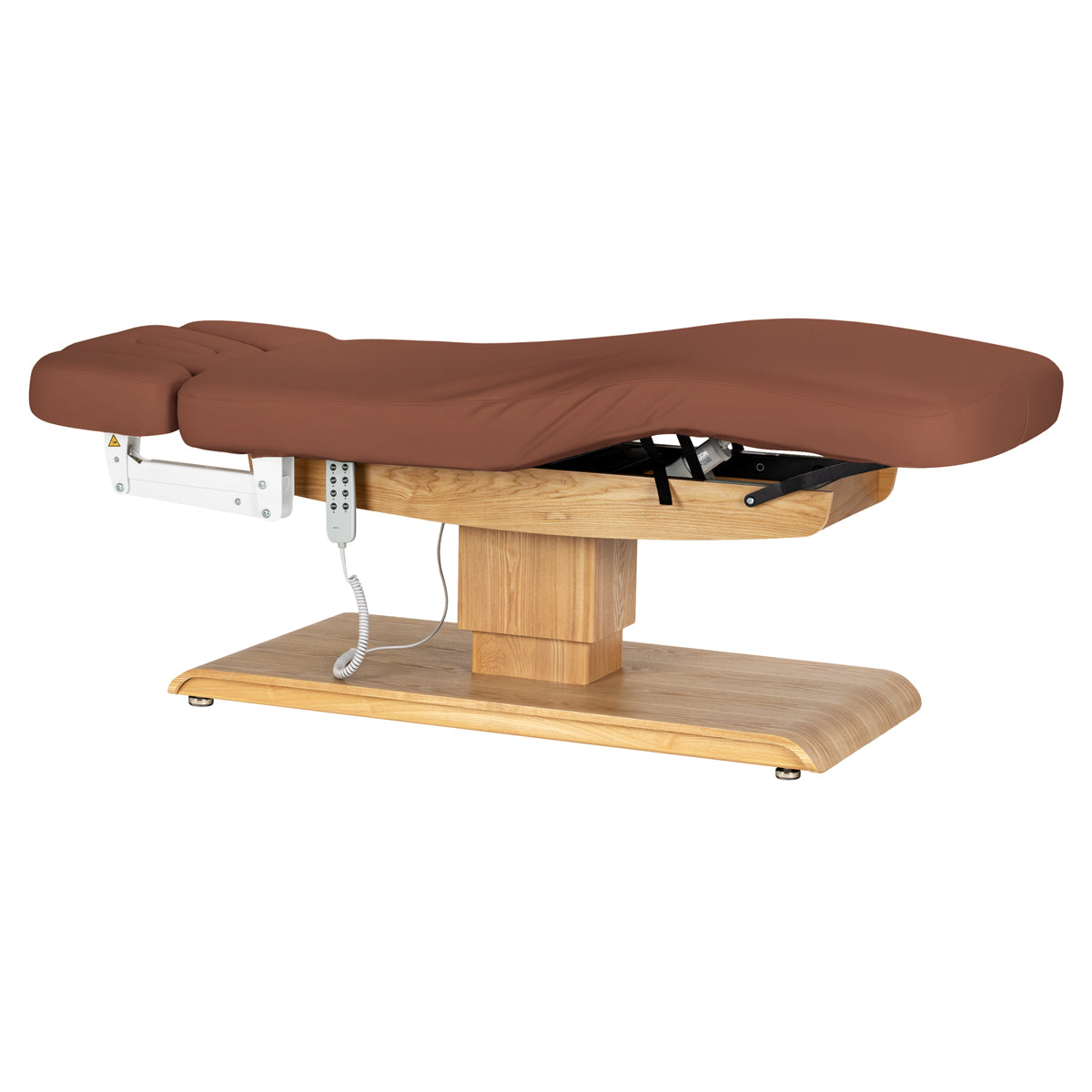 lettino-elettrico-sillon-relax-marrone-vista-laterale-posizione-orizzontale