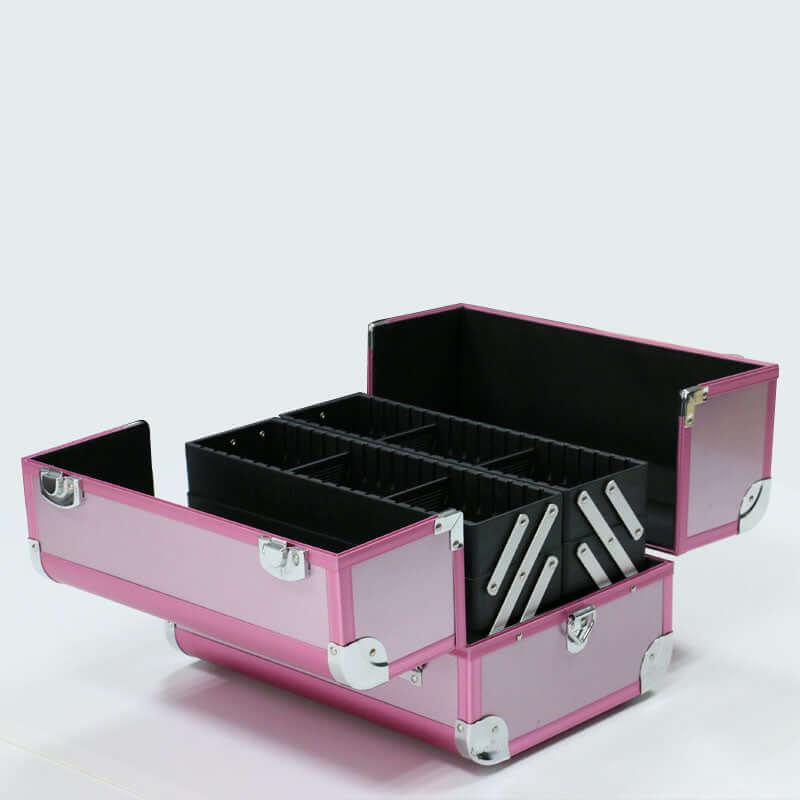 Beauty case in alluminio aperto con scomparti singoli - PolirOne Shop