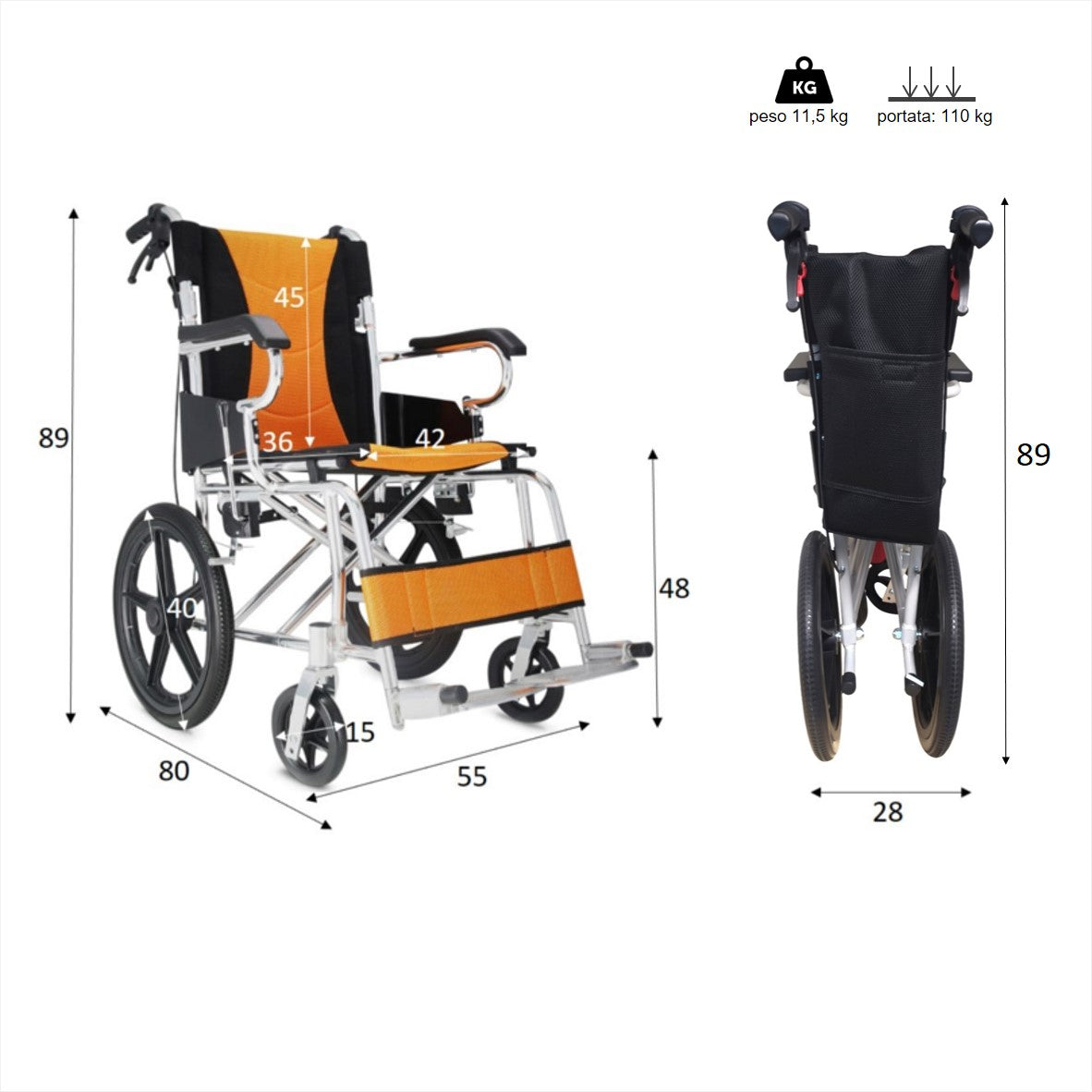 Sedia A Rotelle Da Transito (Alluminio) PRATIKA - Main Image