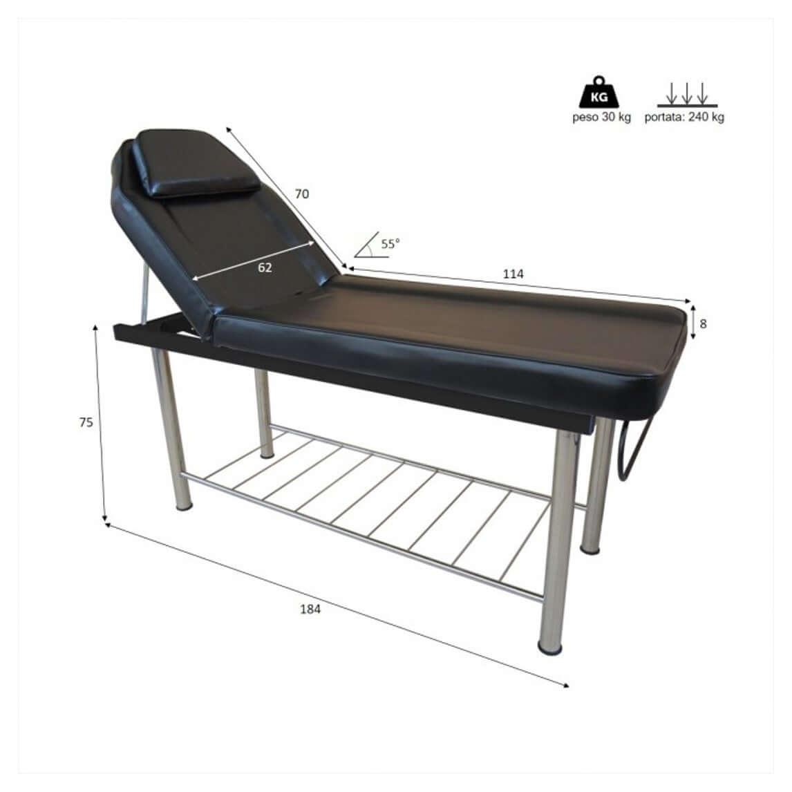 Lettino fisso in metallo con misure - PolirOne Shop