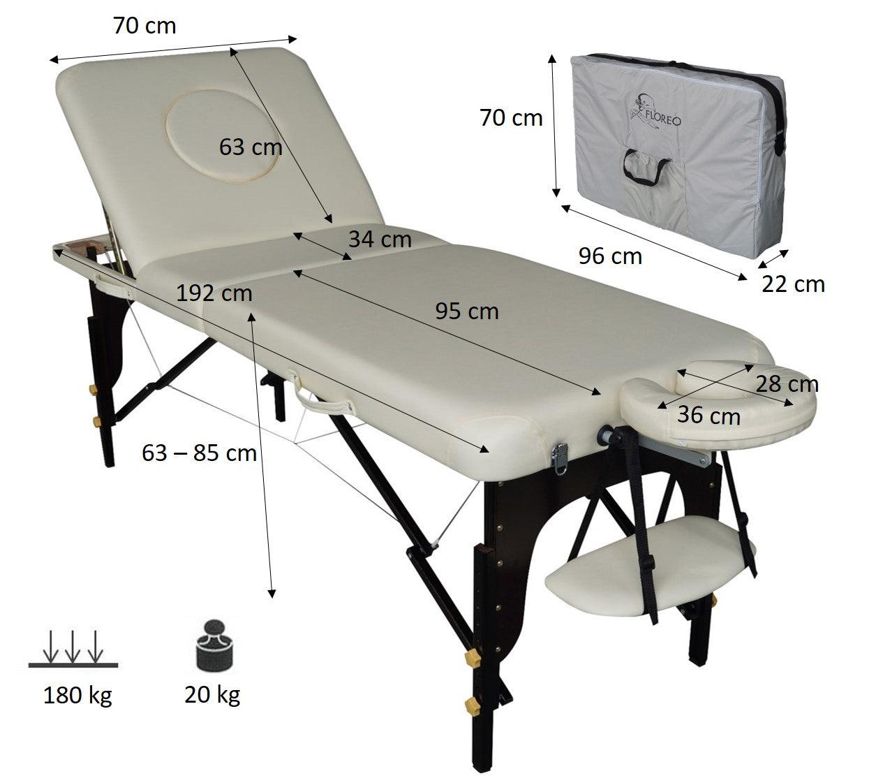 Lettino per trattamenti, lettino da massaggio portatile in legno.