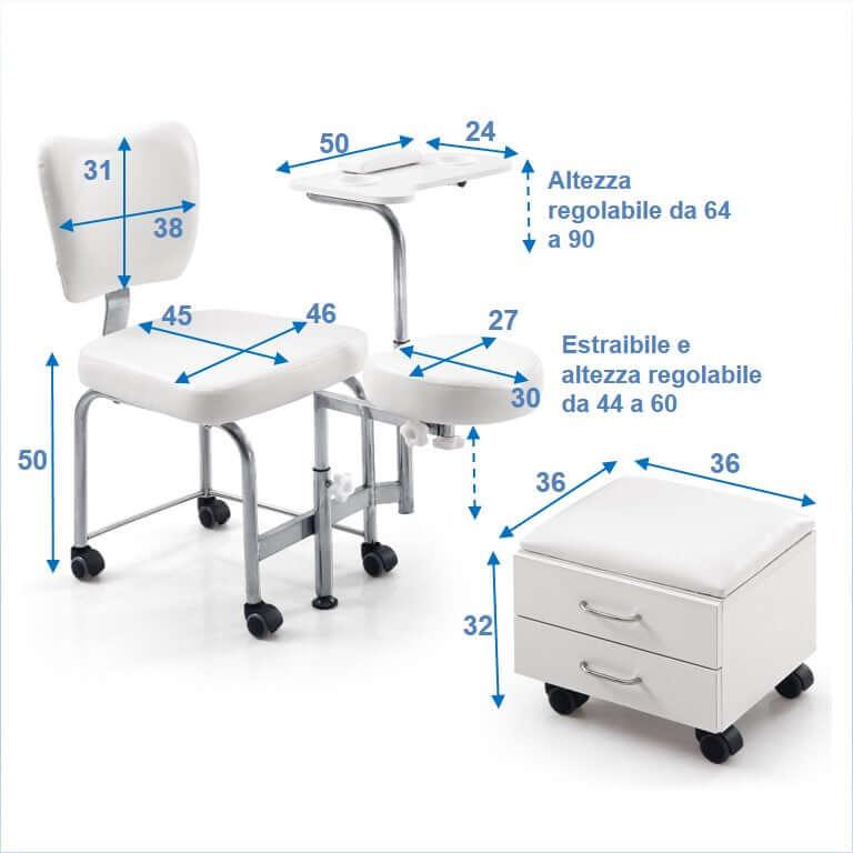 Postazione per manicure e pedicure con misure - PolirOne Shop