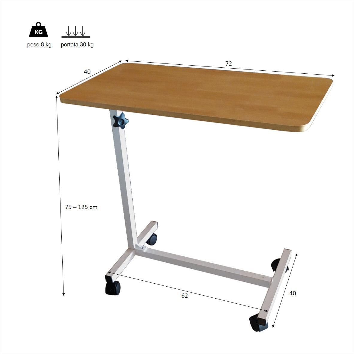 Tavolino per Letto Ospedaliero con ruote MENSAM – PolirOne Shop